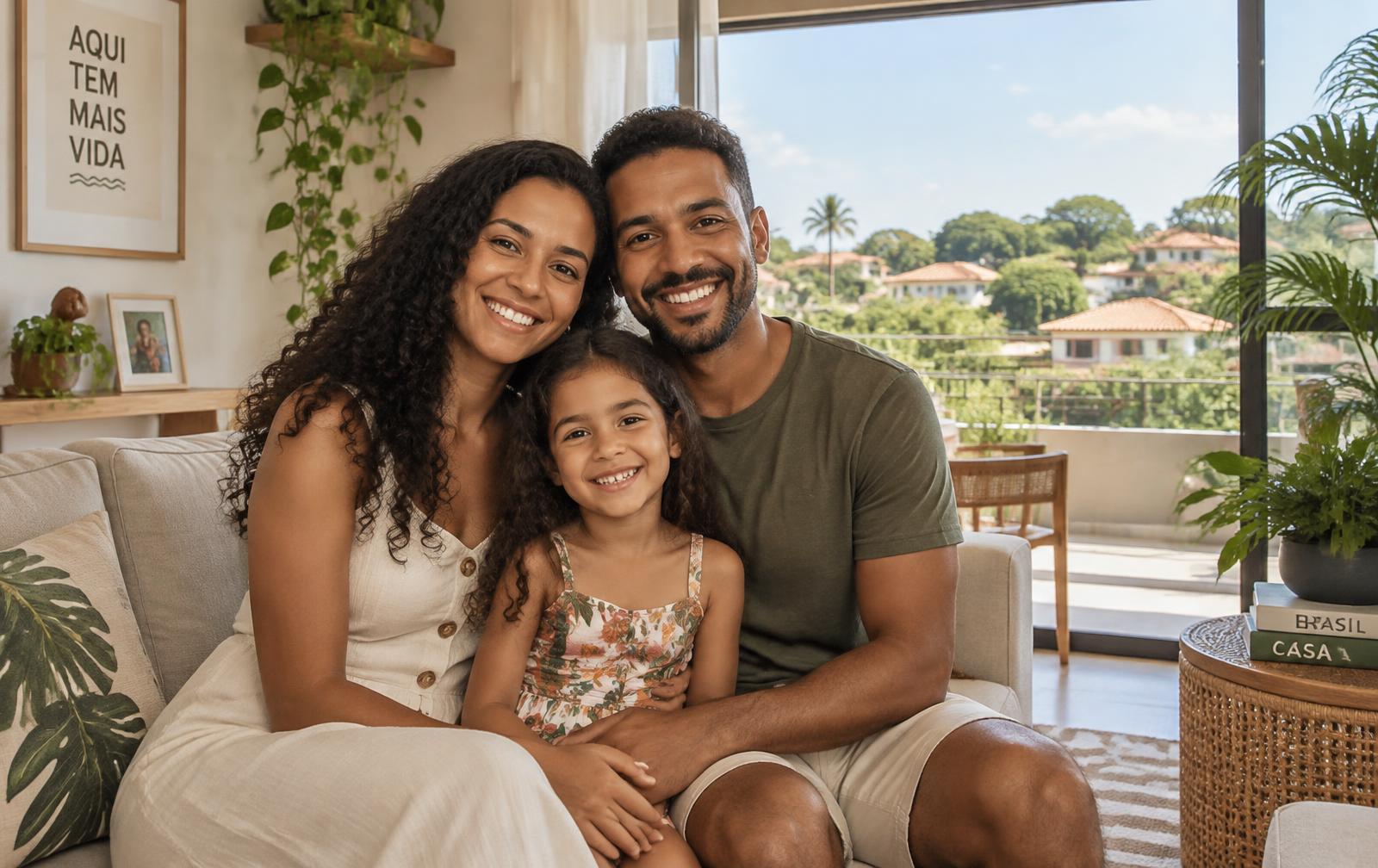 Família no apartamento
